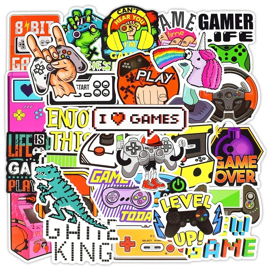 10/30/50 Pcs Vintage Video Game Stickers for Guitar - Your Guitar Buddy