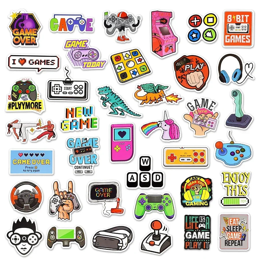 10/30/50 Pcs Vintage Video Game Stickers for Guitar - Your Guitar Buddy