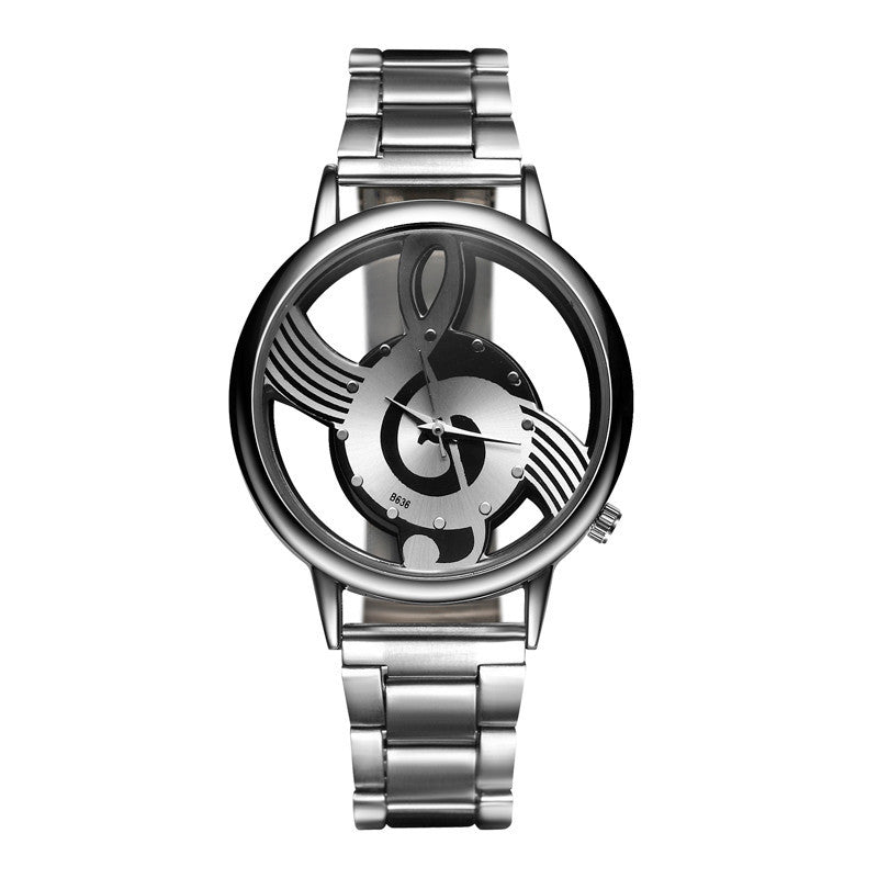 Silver Unisex Hollow Out Music Watch
