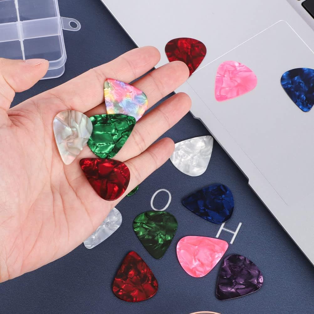20-Pack Guitar Picks – Celluloid Plectrums for Acoustic, Electric, Bass Guitars (4 Thicknesses)