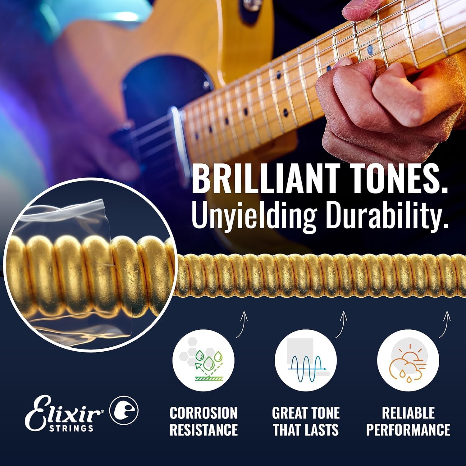 Elixir Electric Guitar Strings with NANOWEB Coating