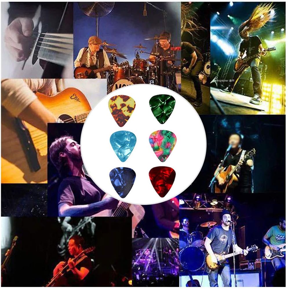 20-Pack Guitar Picks – Celluloid Plectrums for Acoustic, Electric, Bass Guitars (4 Thicknesses)