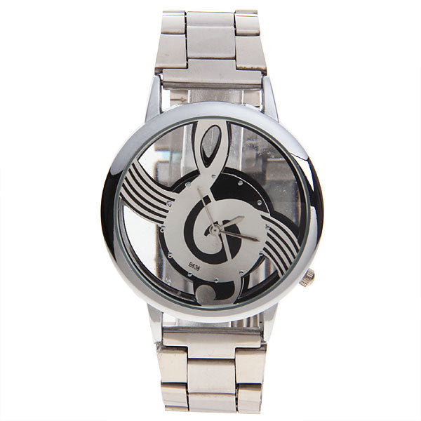 Silver Unisex Hollow Out Music Watch