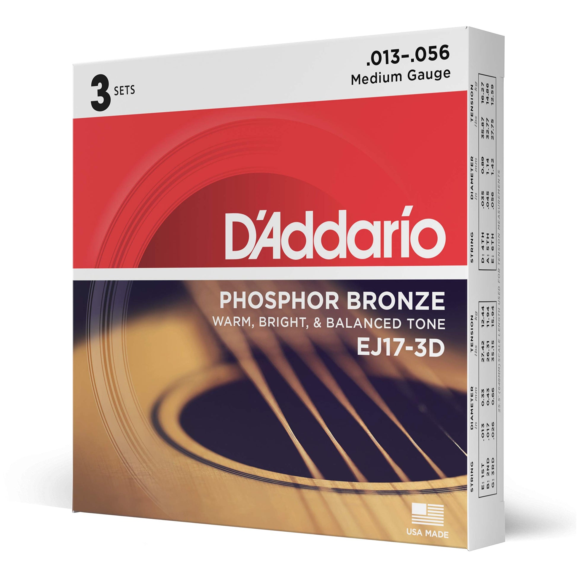 D'Addario Guitar Strings - Phosphor Bronze Acoustic Guitar Strings