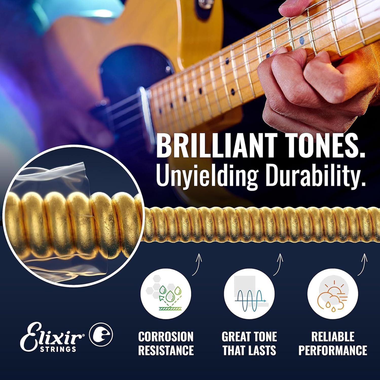 Elixir Electric Guitar Strings with NANOWEB Coating