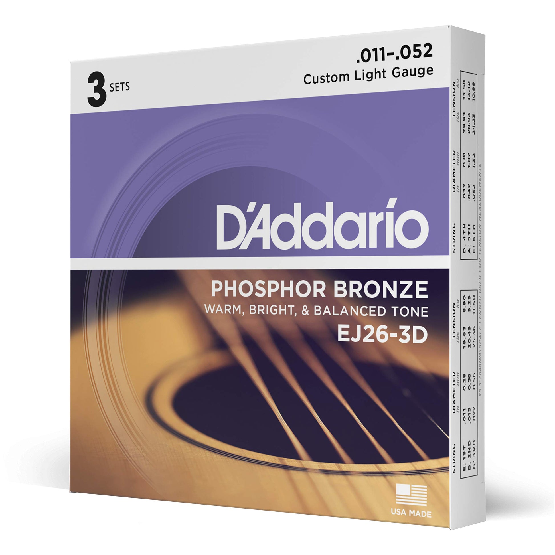 D'Addario Guitar Strings - Phosphor Bronze Acoustic Guitar Strings