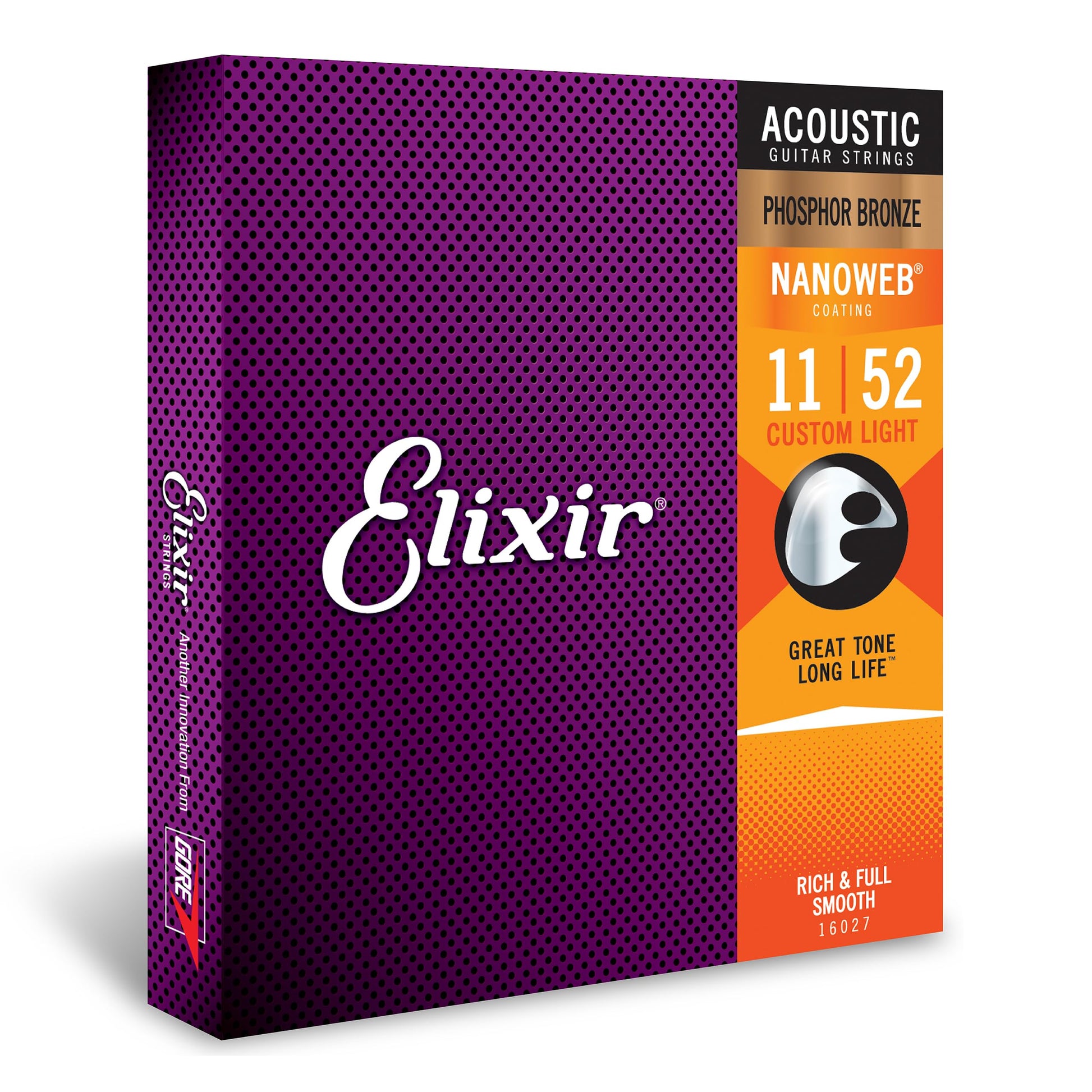 Elixir Phosphor Bronze Acoustic Guitar Strings with NANOWEB Coating