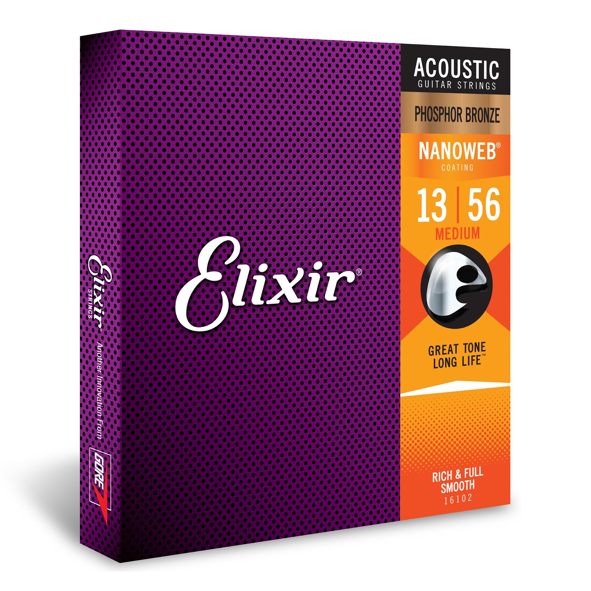 Elixir Phosphor Bronze Acoustic Guitar Strings with NANOWEB Coating