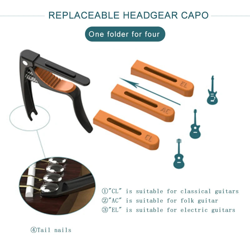 Zinc Alloy Guitar Capo with Interchangeable Head - Your Guitar Buddy