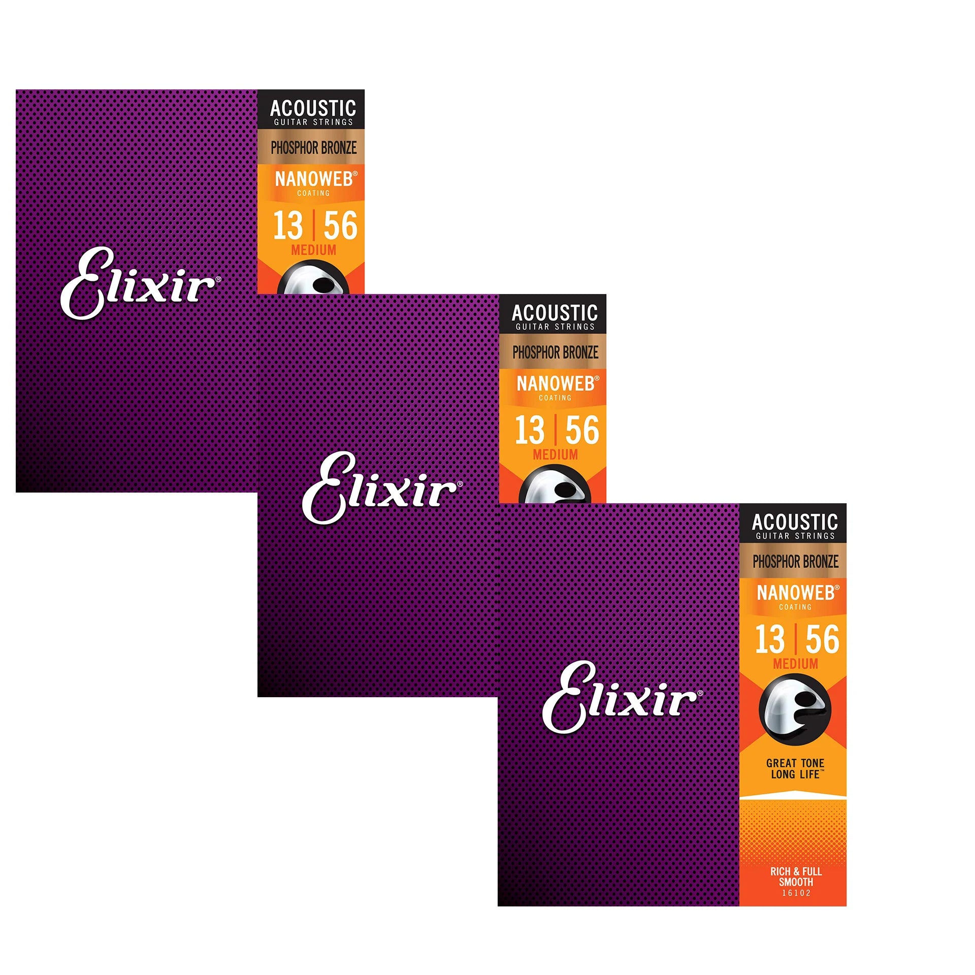 3 Sets Elixir Nanoweb Guitar Strings - Your Guitar Buddy