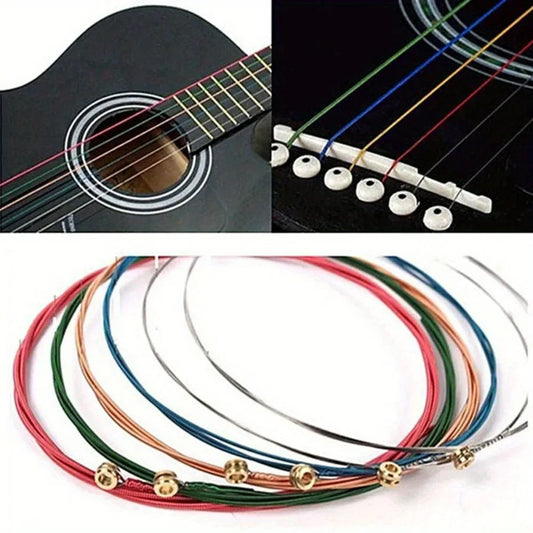 6pcs Multi Color Acoustic Guitar Strings - Your Guitar Buddy