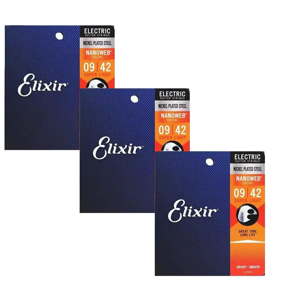 3 Sets Elixir Nanoweb Guitar Strings - Your Guitar Buddy