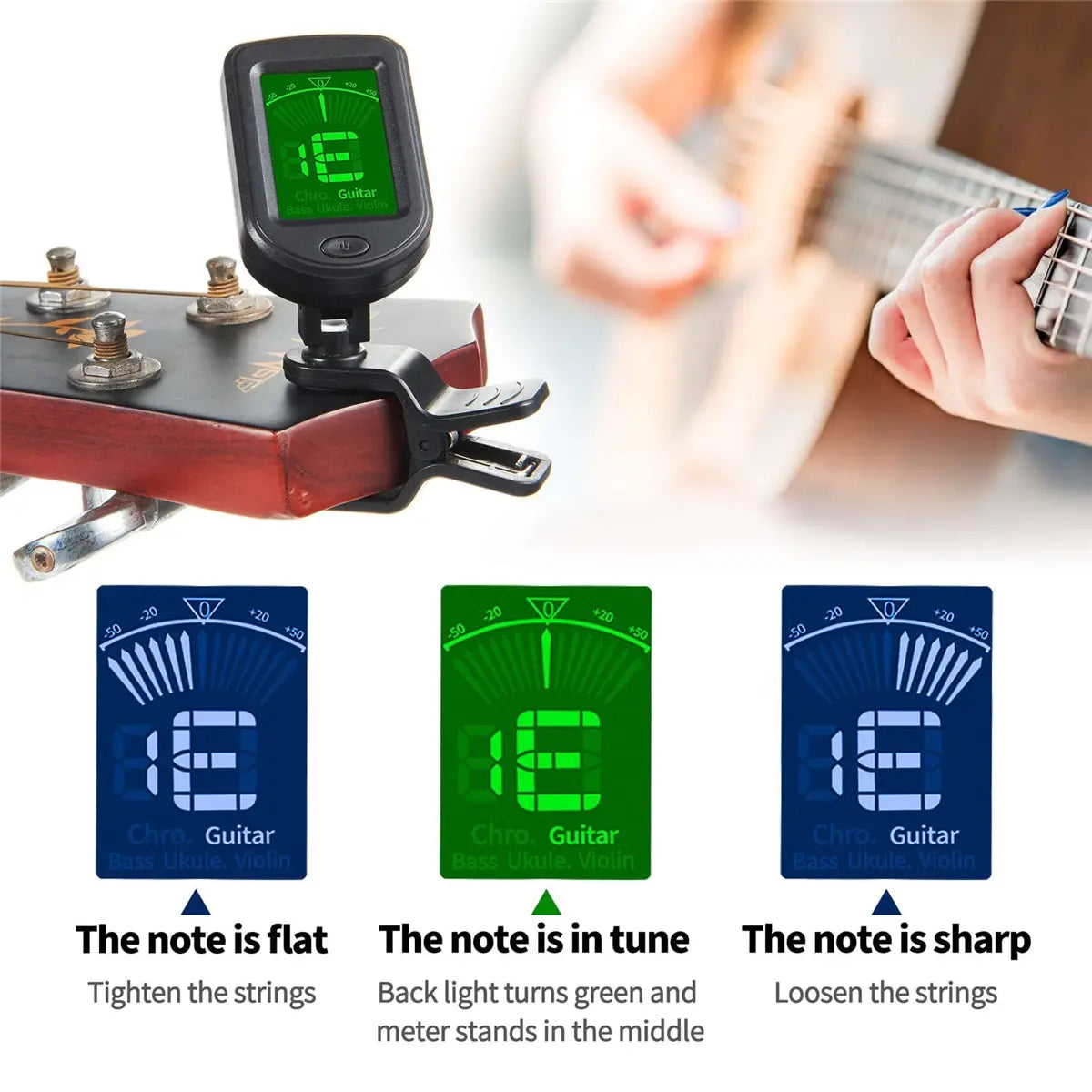 Clip-On Electronic Tuner - Your Guitar Buddy