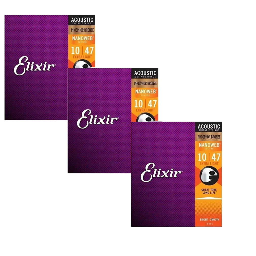 3 Sets Elixir Nanoweb Guitar Strings - Your Guitar Buddy