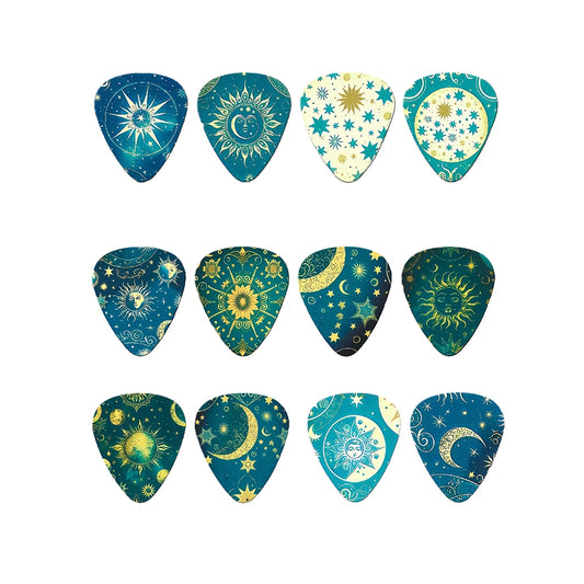 12pcs Guitar Pick Set Sun Moon and Stars - Your Guitar Buddy