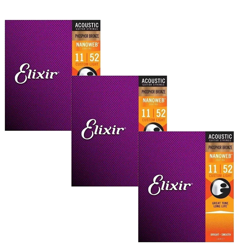 3 Sets Elixir Nanoweb Guitar Strings - Your Guitar Buddy