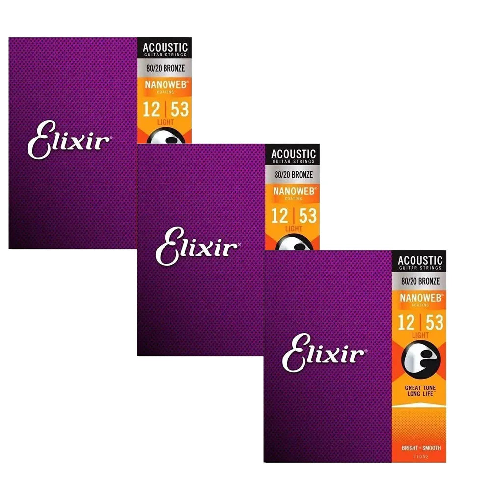 3 Sets Elixir Nanoweb Guitar Strings - Your Guitar Buddy
