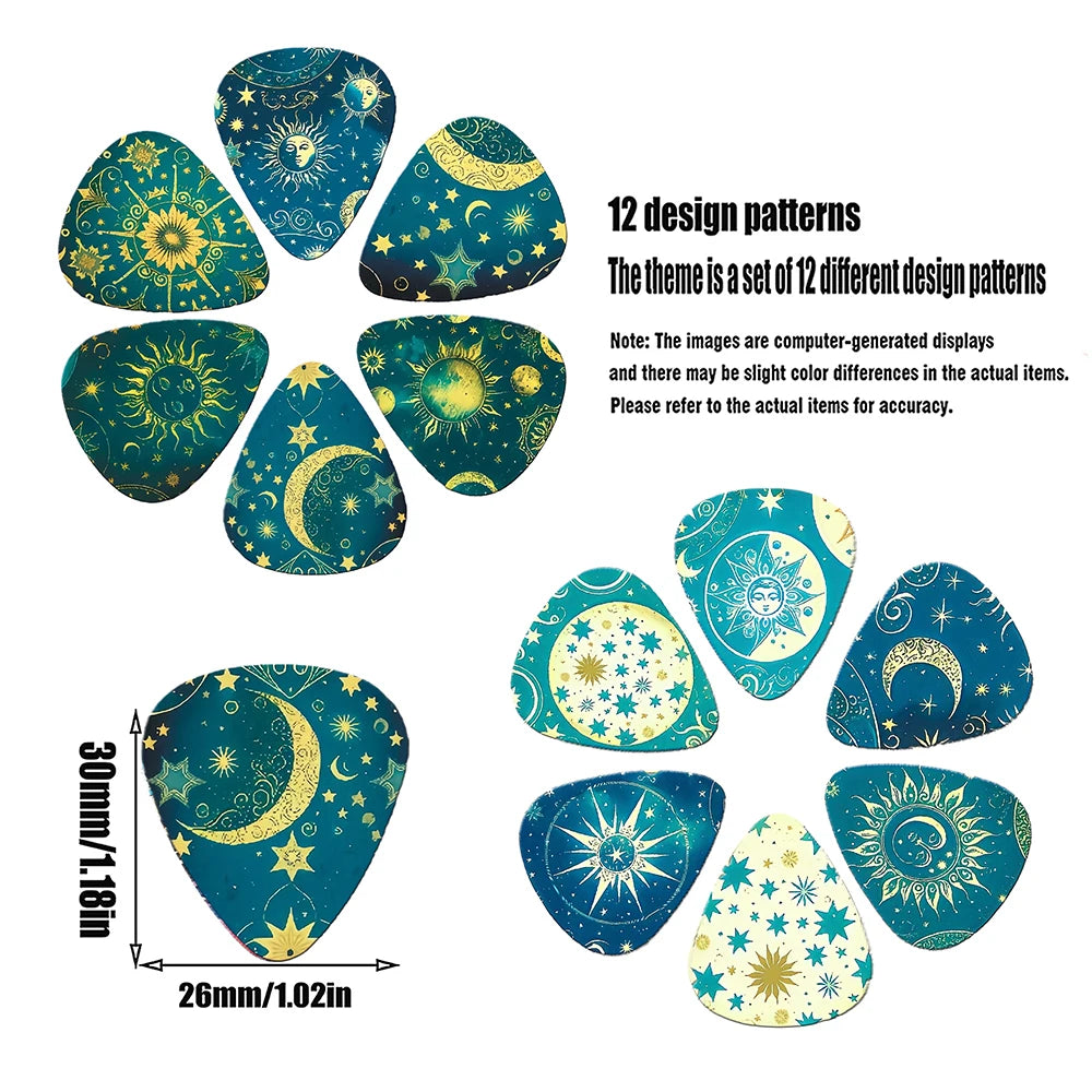 12pcs Guitar Pick Set Sun Moon and Stars - Your Guitar Buddy
