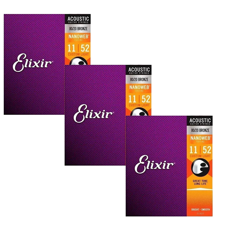3 Sets Elixir Nanoweb Guitar Strings - Your Guitar Buddy