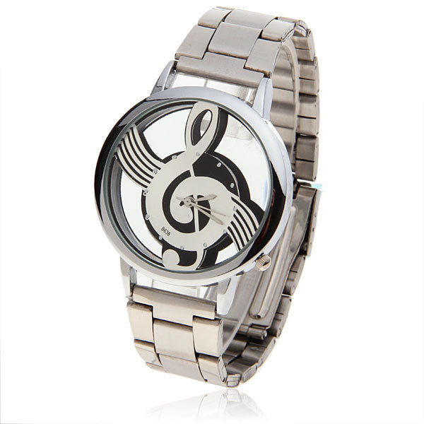 Silver Unisex Hollow Out Music Watch