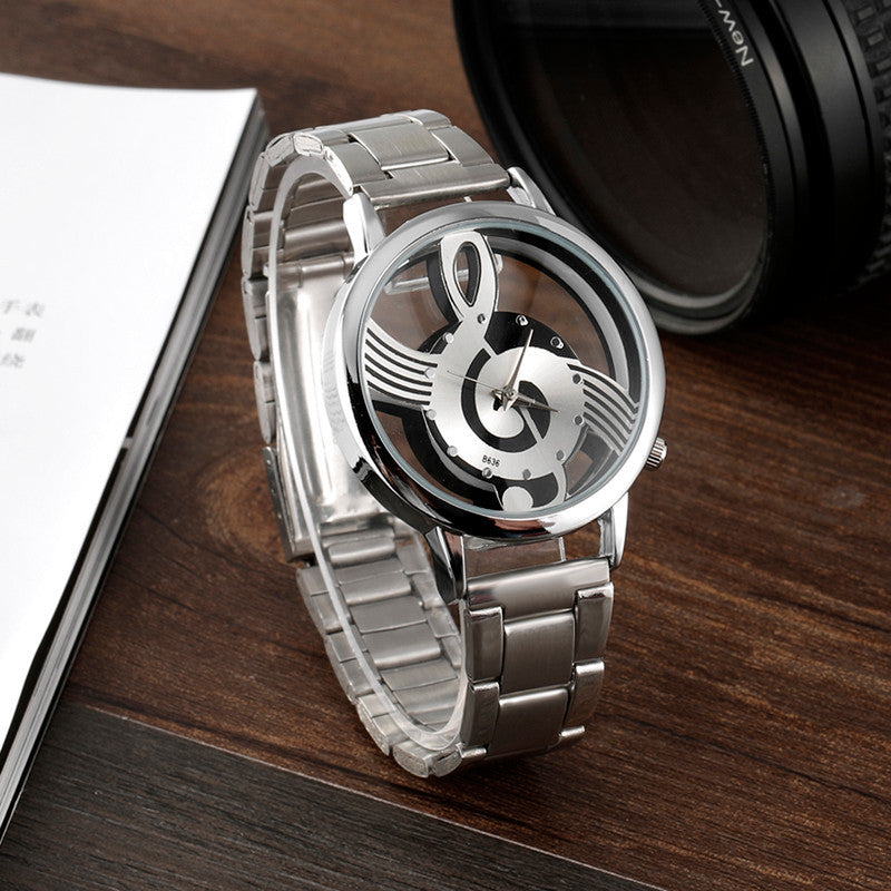 Silver Unisex Hollow Out Music Watch